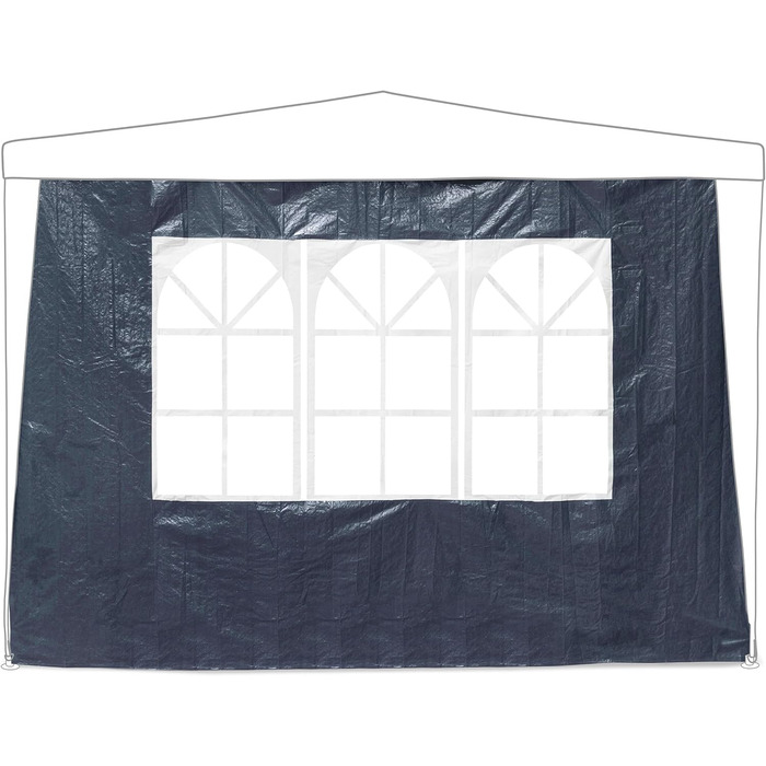 Relaxdays Pavilion Side Walls, 4-Piece Set, 2x3m, Side Panels, Window & Zipper, Waterproof, PE Plastic, Blue