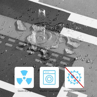 Шторка для душу DUFU, водонепроникна та пральна, 180x200 см, темно-сіра | Поліестер, 12 гачків, швидковисихаюча, напівпрозора