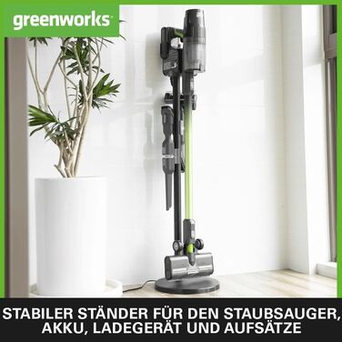 Бездротовий акумуляторний пилосос Greenworks GD24SV 5-в-1, 500W, 45 хв роботи, HEPA-фільтр, насадка для шерсті тварин, 3 режими потужності (без акумулятора та зарядного пристрою)