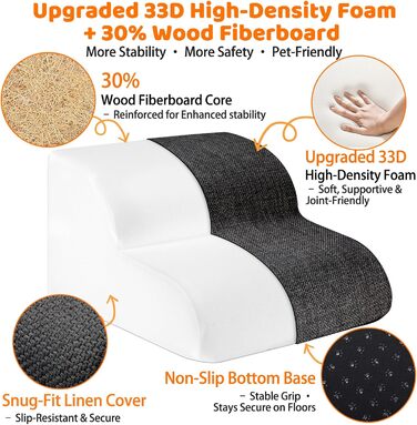 Сходинки для собак Gimars 30D: широкі, міцні, з антиковзким покриттям та знімним чохлом. Ідеально для малих собак до дивану, ліжка, авто. Висота 40 см, 3 сходинки.