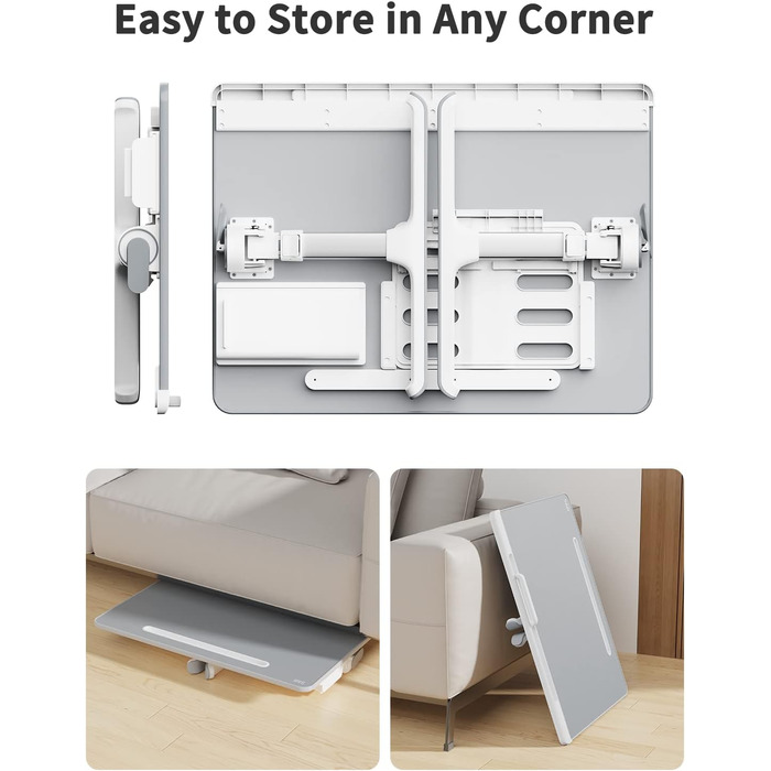 Підставка для ноутбука SAIJI: регульований стіл з PVC-шкіри з шухлядою для зберігання. Підходить для дивану, софи та підлоги.