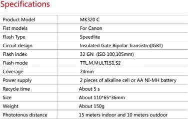 Спалах MEIKE MK-320C з TTL для Canon беззеркальних DSLR камер