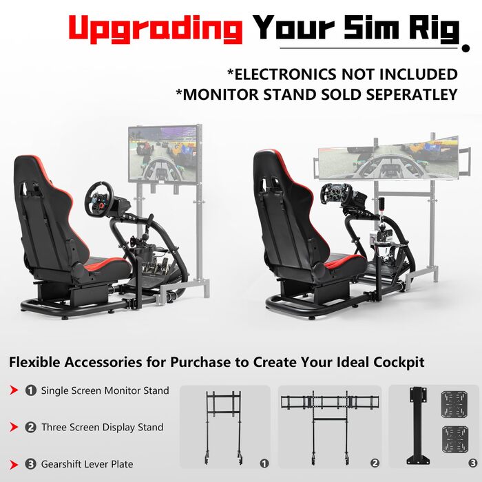 Dardoo G29 Racing Simulator Cockpit: сумісний з Logitech G920/G923, Thrustmaster T300RS, Fanatec. Міцний каркас з металу для PC, Xbox. Без керма, педалей та ручного гальма.