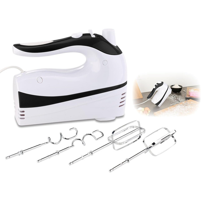 Ручний міксер Rosenstein & Söhne з 5 швидкостями та Turbo, 4 гачки, до 500 Вт (вінчик, міксер, кухонний помічник)