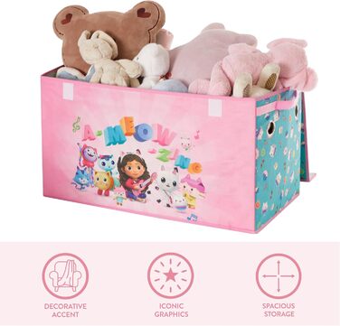 Складаний дитячий кейс для зберігання Gabby's Dollhouse Idea Nuova, міцний, з м'якою кришкою, 72,4x36,8x40,6 см
