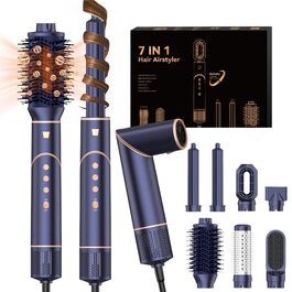 Мультистайлер Air Styler 5 в 1: фен, щітка, плойка - 1000W, 60000 обертів/хв, чорний (Saphirblau)