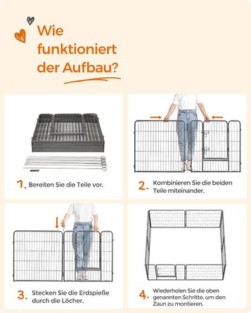 Вольєр для тварин Feandrea Freilaufgege XL (77x80 см), сірий, збірний, для великих тварин, 8 панелей