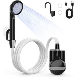 Portable Camping Shower with Pump - Rechargeable Battery Powered Camping Shower Set with 1.8m Hose - Camping Shower Set for Garden, Camping, Car Washing, and Pet Washing