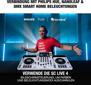 DENON DJ SC LIVE 4 - DJ контролер з розділенням на стеми, Wi-Fi, вбудовані колонки, сумісний з Serato DJ та Virtual DJ