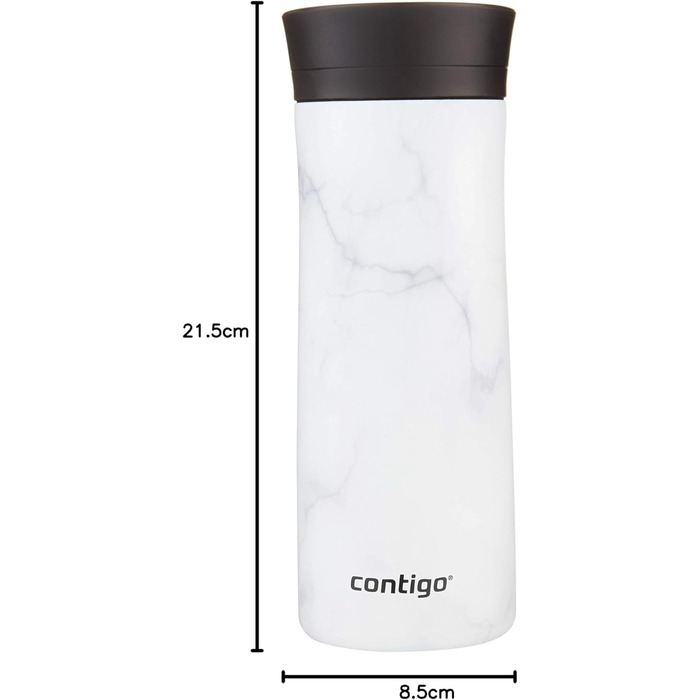 Термокружка Contigo Pinnacle Autoseal, 420 мл, нержавіюча сталь, з функцією Autoseal, не протікає, для кави з собою, BPA-free, білий мармур