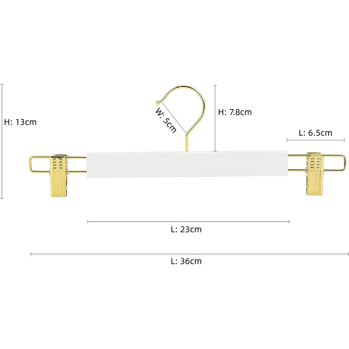 Дерев'яні вішалки для одягу Amber Home, 10 шт., 36 см, білі. Міцні, з антиковзними кліпсами та поворотним гачком. Підходять для штанів, шортів, спідниць, шкарпеток та нижньої білизни.