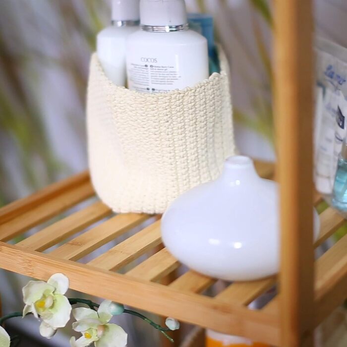 Relaxdays Bamboo Bathroom Shelf with 3 Shelves, HBT: 79 x 33 x 33 cm. Stylish standing shelf made of natural wood. Bamboo shelf as a kitchen shelf or wooden shelf for storage and storage in the bathroom, natural.