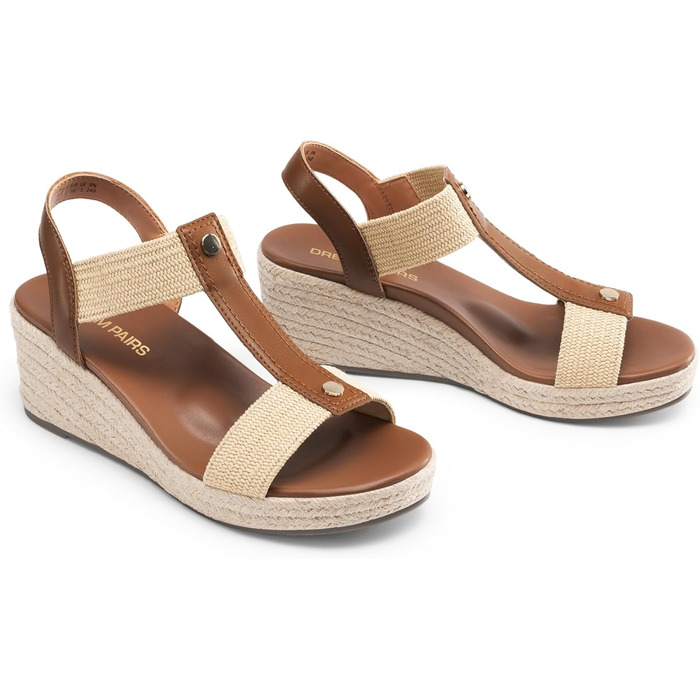 Босоніжки жіночі DREAM PAIRS на танкетці Espadrille, коричневі, 38.5 EU - зручні сандалі для відпочинку та пляжу з підтримкою склепіння стопи