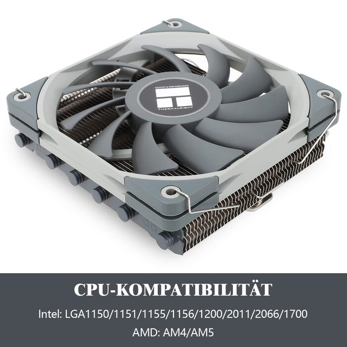 Охолоджувач CPU Thermalright AXP120 X67 - низькопрофільний з 6 heatpipes, PWM вентилятор 120 мм, сумісний з AMD AM4/Intel LGA 1700/1150/1151/1155/1156/1200/2011/2066