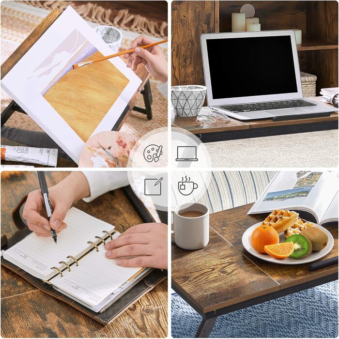 Стіл для ноутбука SONGMICS LLD110B01: регульована висота, для ліжка та дивана, 71 x 35 x 23 см, вінтажний коричневий