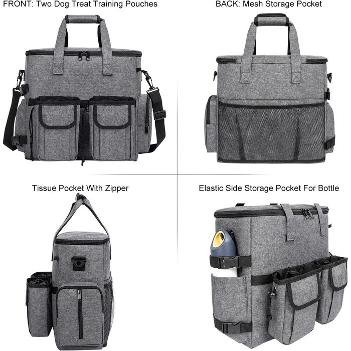 Чемодан для собак та котів Modoker: органайзер для подорожей з підстилкою, 2 миски, 2 контейнери для корму, темно-сірий