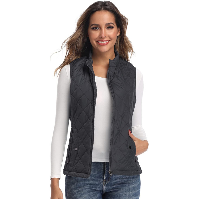 Жіноча легка куртка Longking з блискавкою, вологовідштовхуюча, для активного відпочинку (S, темно-сірий)