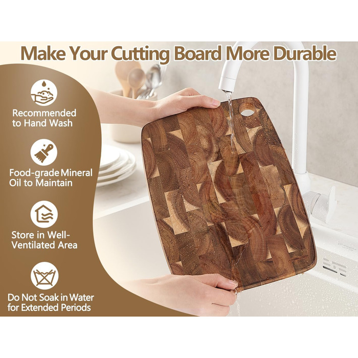 XINZUO 33 * 22 * 1.9cm Acacia Wood Brainwood Cutting Board, Double-Sided, Wooden Board Kitchen Chopping Boards, Serving Board, Bread & Snack Board, Breakfast Board for Bread, Cheese, Meat, Vegetables