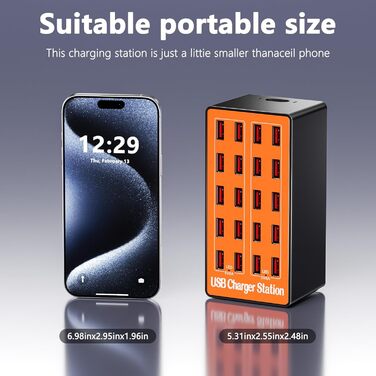 USB зарядний пристрій на 20 портів: Інтелектуальна станція для зарядки iPhone, Samsung, Google та інших пристроїв. Мережевий адаптер USB-хаб для десктопу