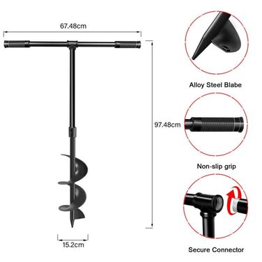 LONGRUN Auger Hand Drill, Hand Auger, 150mm x 960mm Soil Auger, Hand Auger Garden Auger, Planting Auger Post Hole Auger Made of Manganese Steel, Flower Planting Pots Snail for Planting Holes Digging