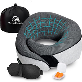 Подушка для шиї Näckenkissen: U-подібна подушка з Memory Foam, маска для сну та навушники.
