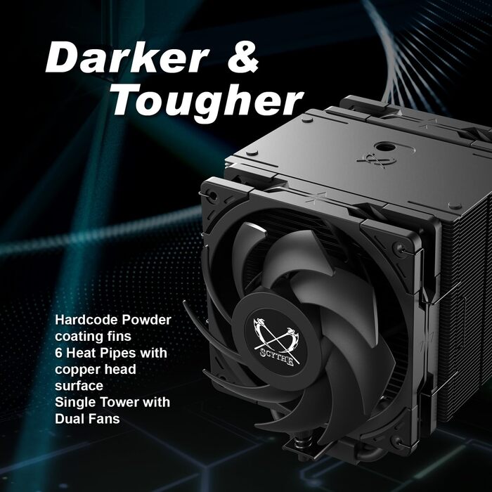 Охолоджувач CPU Scythe Mugen 6 Dual Fan Black Edition: Intel LGA1700, LGA1151, AMD AM5/AM4/Ryzen, 120mm, чорний