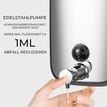 Stainless Steel Wall Mounted Soap Dispenser - 800ml, Hygienic Push Top, Rust-Resistant & Drip-Proof