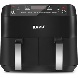 KUPU Аерофритюрниця 6 л, 1500 Вт, 6-в-1, без олії, 360° циркуляція повітря, регулювання температури 40-200°C, кошики для посудомийної машини, компактна