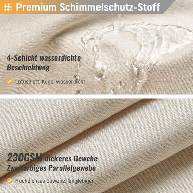 Тканинна шторка для душу BTTN, бежева, 180x200 см, текстура льону, антигрибкова, пральна, з 12 гачками, водонепроникна, з декоративним обтяженням, для ванни, кремового кольору, 1 шт.