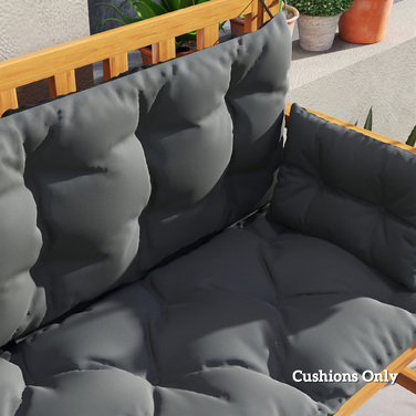 Набір подушок для лавки Outsunny на 3 місця, 180x110x8 см, подушки для лавки з зав'язками, сидіння, подушки для стільців для вулиці/в приміщенні, сидіння, подушки для сидіння, подушки для лавки для садових меблів, гойдалки Голлівуд, Темно-сірий+Чорний | A