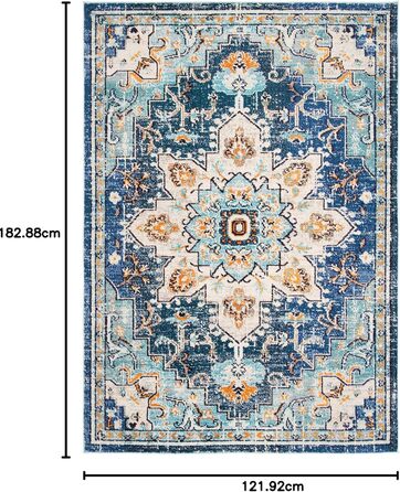 Килим SAFAVIEH Distressed для вітальні, їдальні, спальні - колекція Madison, короткий ворс, блакитний та світло-блакитний, 122 x 183 см