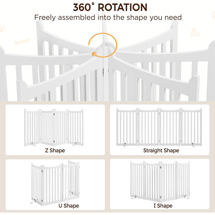 Захисне ґратка для собак Yaheetech, 90.5 x 201.5 см, білий, 4 панелі