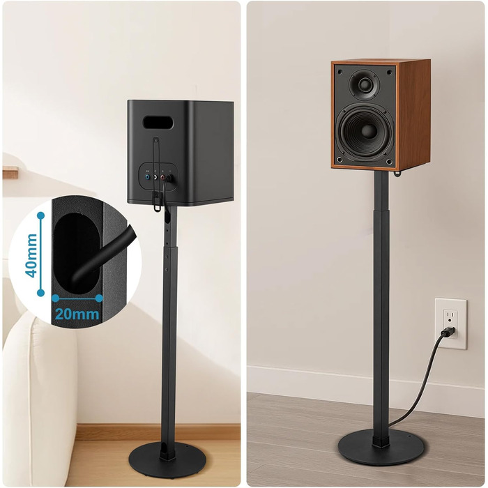 Підставка для колонок 2 шт. - Регульована висота, поворот 360°, стабільний підставник, універсальна сумісність, чорний колір, ідеально для домашнього кінотеатру, студії та вітальні
