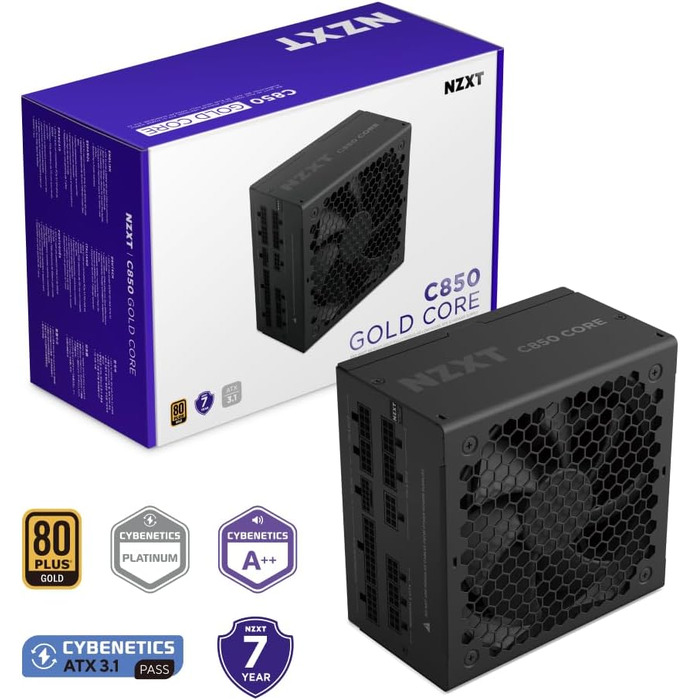 Блок живлення NZXT C850 Gold Core 850W ATX 3.1, 80+ Gold, чорний