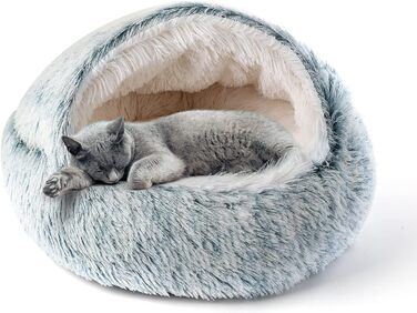 CATISM Cat Bed, Fluffy Cat Blanket, 50cm Cozy Cat Bed for Large Cats/Kittens Washable Snuggle Dog Bed Dog House Soft Comfortable Coffee (Gray-1)