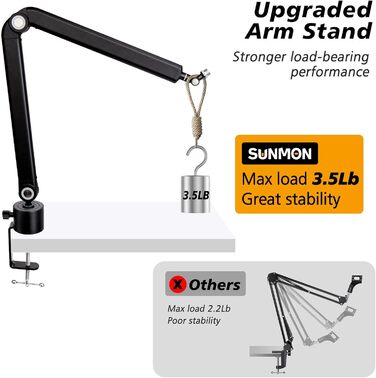 Тримач для мікрофона SUNMON для HyperX QuadCast та інших моделей, регульований, з адаптером 3/8' - 5/8'