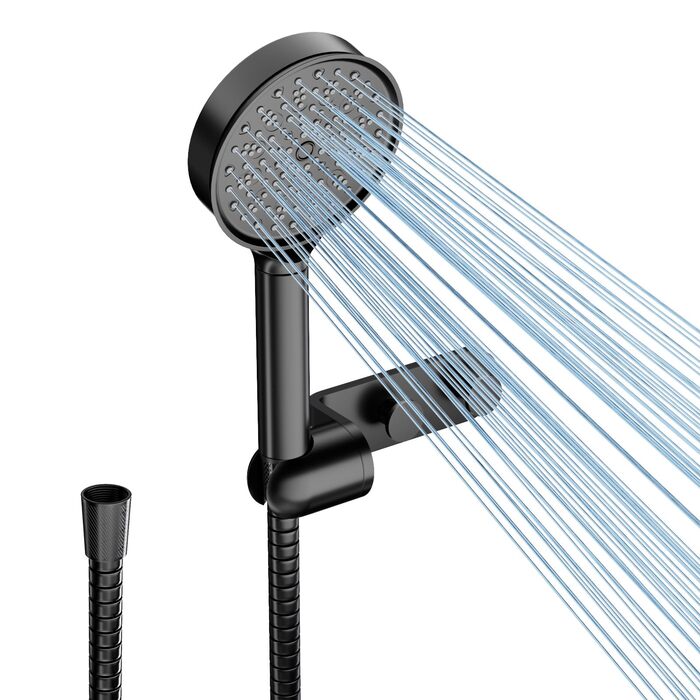 Фільтр для душу Cobbe з шлангом, душова лійка високого тиску з 6 режимами, економна душова лійка з шлангом, ручна лійка з фільтром від накипу для жорсткої води, хлору, чорна