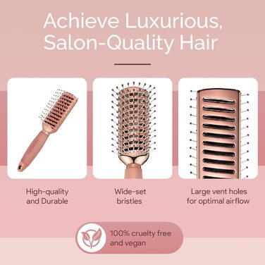 Щітка для волосся Lily England Rose Gold: об'ємна, для довгих волосся, професійна, з тунелями, рожеве золото