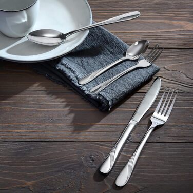GRÄWE Cutlery Set for 6 People, Stainless Steel, Table Cutlery Set 24-Piece, Nickel-Free, Rust-Proof, Hand-Polished, Dishwasher-Safe - Stralsund Series