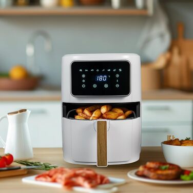 Фритюрниця без оливи Bergner Naturally з керамічним покриттям, 1800W, 6.9L, 8 програм, регулювання температури 80-200°C, таймер до 30 хв