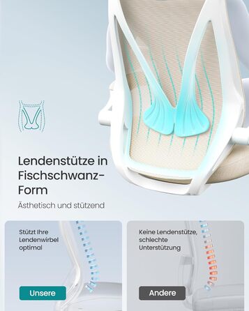 Офісний стіл SONGMICS, ергономічний крісло з регулюванням висоти, підголівник, до 150 кг, Cappuccino Beige