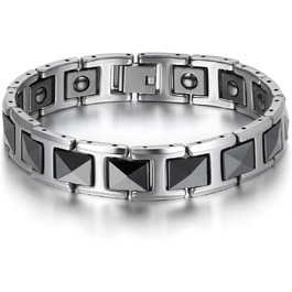 Чоловічий магнітний браслет JewelryWe, вольфрам-карбід, 12 мм, шестигранний, полірований, браслет-ланцюг, срібло/золото/чорне срібло