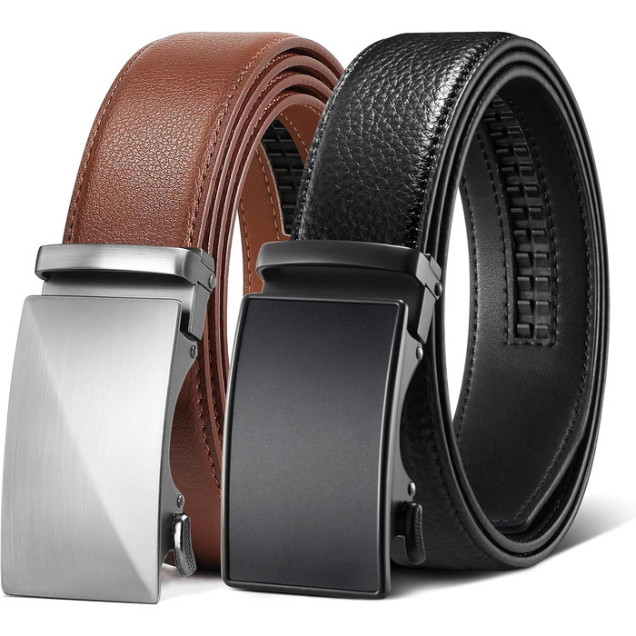 Чоловічий шкіряний ремінь Zitahli з автоматичною пряжкою, регульований, чорний/коричневий, 85-120 см