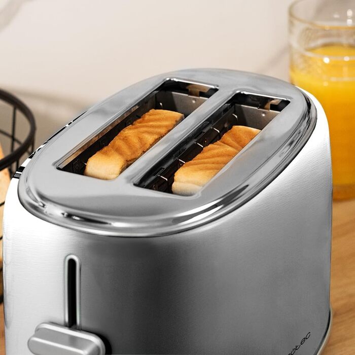 Тостер Cecotec Toaster 2 Scheiben Retro з нержавіючої сталі, 980 Вт, 2 слоти, регулювання потужності, піддон для крихт