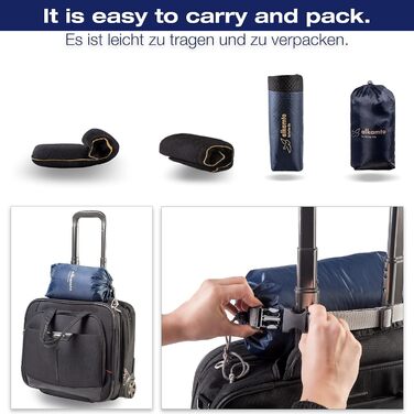 Подушка для подорожей Alkamto: ергономічна подушка з memory foam, регульована температура, Oeko-Tex, чорна, 40x25x10 см