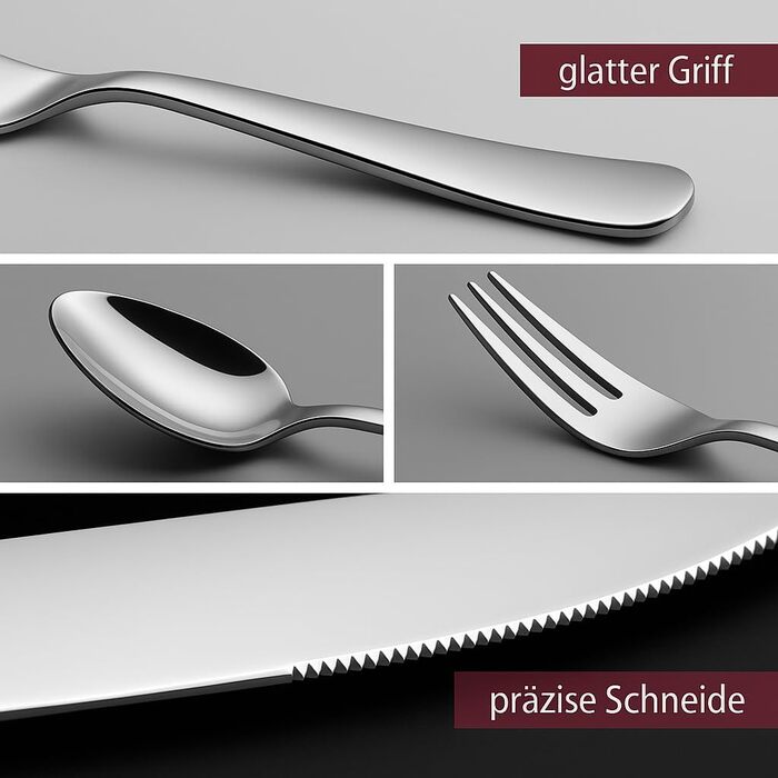 Набір столових приборів 60 предметів для 12 осіб з нержавіючої сталі – елегантний набір, полірований до блиску, придатний для миття в посудомийній машині та стійкий до іржі; для вишуканого сервірування столу в будні та на свята (Модель 3)