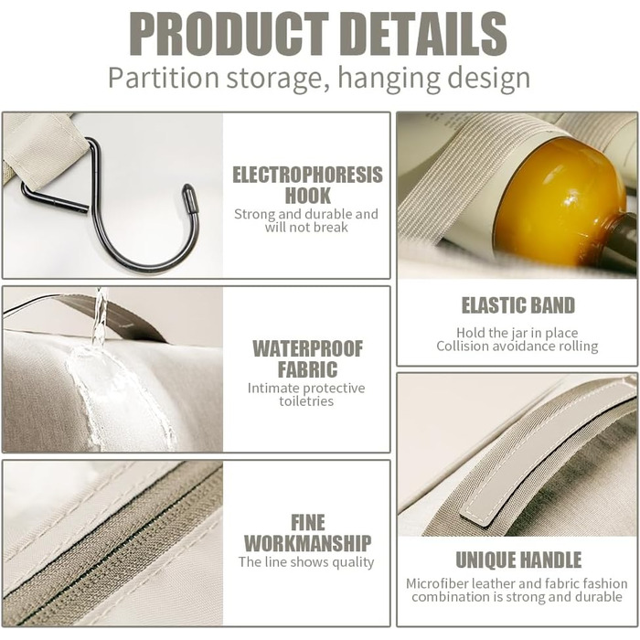 Чоловіча та жіноча сумка-органайзер для косметики та туалетних аксесуарів - велика сумка для душу, бежева