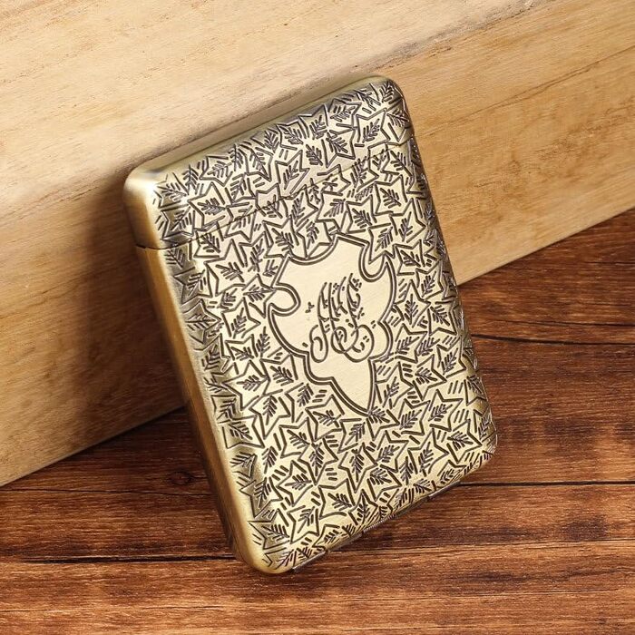 Металеве портсигар преміум-якості з гравіюванням, елегантні мотиви, на 16 сигарет, унісекс, для чоловіків та жінок, колір мідний