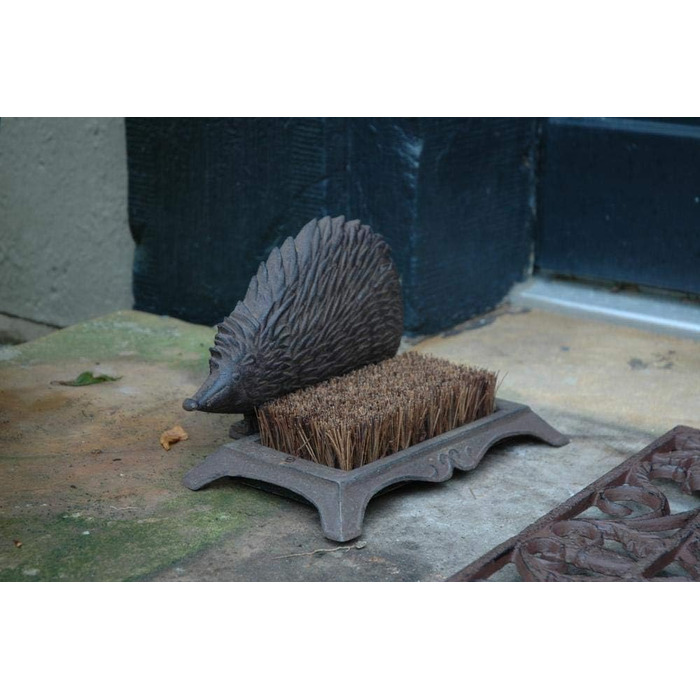 Esschert Design Hedgehog Doormat, Foot Scraper with Brush, Cast Iron, Approx. 25 cm x 16 cm x 15 cm