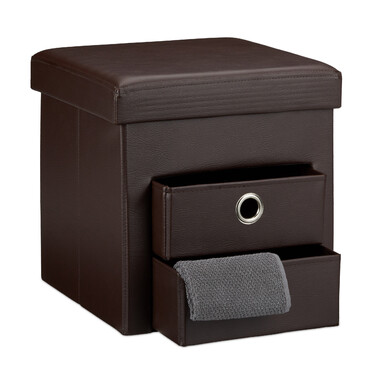 Relaxdays faux leather storage ottoman with 2 compartments